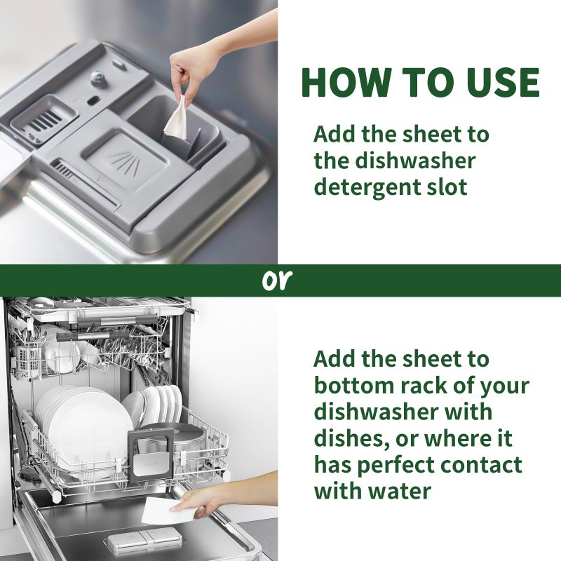 أوراق منظف الصحون YUCO 100 حمولة، شرائح صابون صحون خالية من السوائل صديقة للبيئة بدون كبسولات بلاستيكية، تستخدم في غسالة الصحون أو الحوض، تترك الصحون نظيفة ومتألقة (ليمون) - Image 4