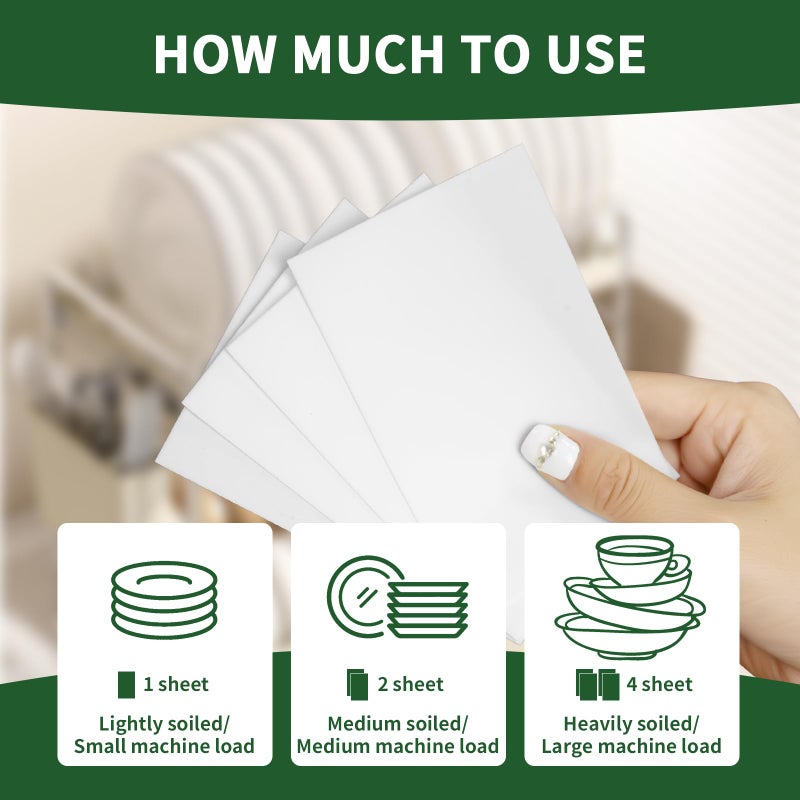 أوراق منظف الصحون YUCO 100 حمولة، شرائح صابون صحون خالية من السوائل صديقة للبيئة بدون كبسولات بلاستيكية، تستخدم في غسالة الصحون أو الحوض، تترك الصحون نظيفة ومتألقة (ليمون) - Image 2