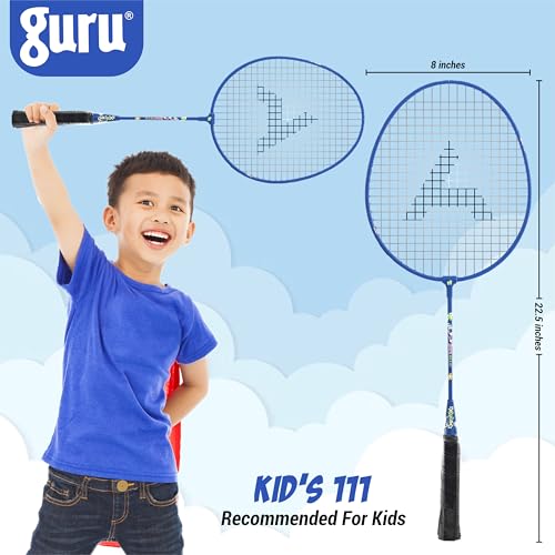 GURU Kids-111 Blue Badminton Rackets Set of 2 with Cover - Image 3