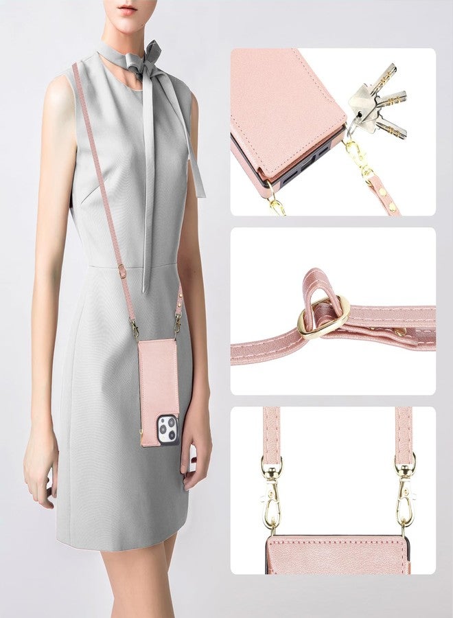 Bocasal Crossbody Wallet Case for iPhone 15 Pro Max with RFID Blocking Card Slot Holder, Magnetic Flip Folio Purse Case, PU Leather Zipper Handbag with Detachable Lanyard Strap 6.7 Inch 5G (Rose Gold) - Image 5