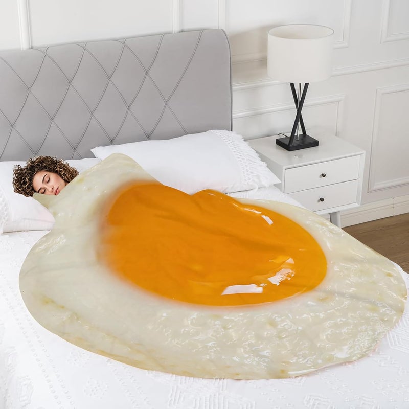 Abaysto Egg Blanket with Fried Egg Design, Funny Food Throw for Adults & Kids, Novelty Unique Gifts for Boys, Girls 200CM - Image 3