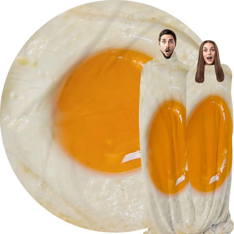 Abaysto Egg Blanket with Fried Egg Design, Funny Food Throw for Adults & Kids, Novelty Unique Gifts for Boys, Girls 200CM - Image 1