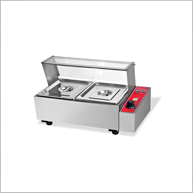 HG ENTERPRISES HG 2000W Electric Bain Marie 2Compartment Glass Front SS Lid Ideal for HeavyDuty Use in Hotels Restaurants Catering GN Pan 325x265x100mm 55L Each  - Image 3