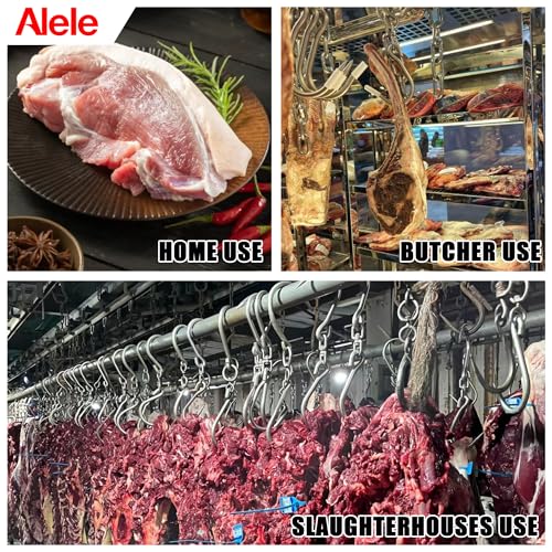 Alele Swiveling Meat Hook,10mm Heavy Duty Stainless Steel Processing Butcher Hooks - Large Fish,Hunting,Carcass Hanging Hook Pack of 2 (13inch Swiveling Meat Hook) - Image 5