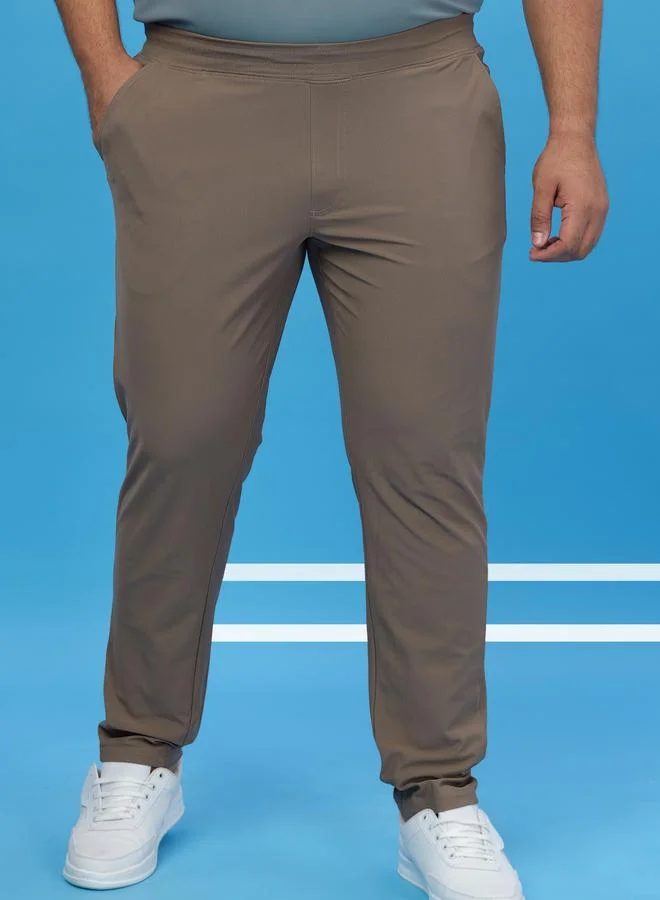 تكنوسبورت Technosport Men Solid Relaxed Fit Track Pants with DURACOOL+