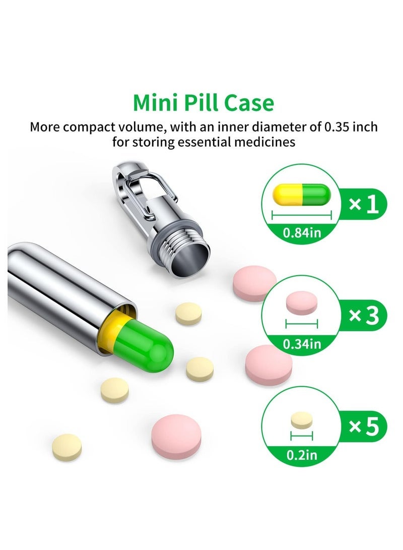 SYOSI Small Pill Box Keychain Titanium Mini Portable Pill Organizer Case Container for Purse, Waterproof Metal Pocket Pill Holder Medicine Bottle for Outdoor Camping Travel - Image 2