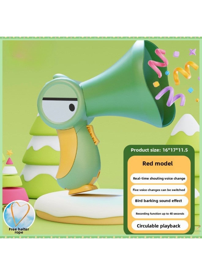 Beak Net Red Peco Peco Sound Changing Megaphone Electric Recorder Horn-year-old Baby Cloth Book-Color:Cute Big-billed Bird [mint Green] Comes With A Lanyard-Specifications:[five Variables + Super Long Recording + Real-time Amplification] Free Battery + Gift Box