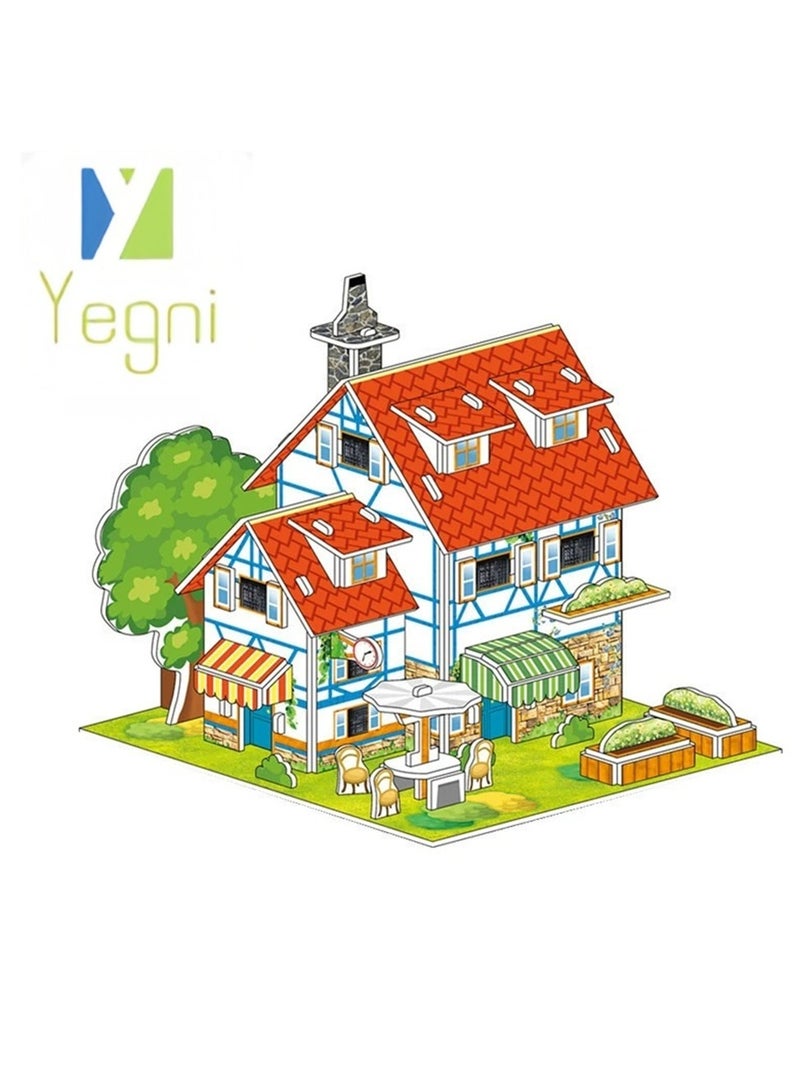 نعم سيدي. 4 قطع من ألعاب بناء منزل للأطفال من الوالدين والطفل، مصنوعة يدويًا، نموذج ورقي تعليمي ثلاثي الأبعاد، تجميع هدايا تفاعلية للوالدين والطفل - Image 2