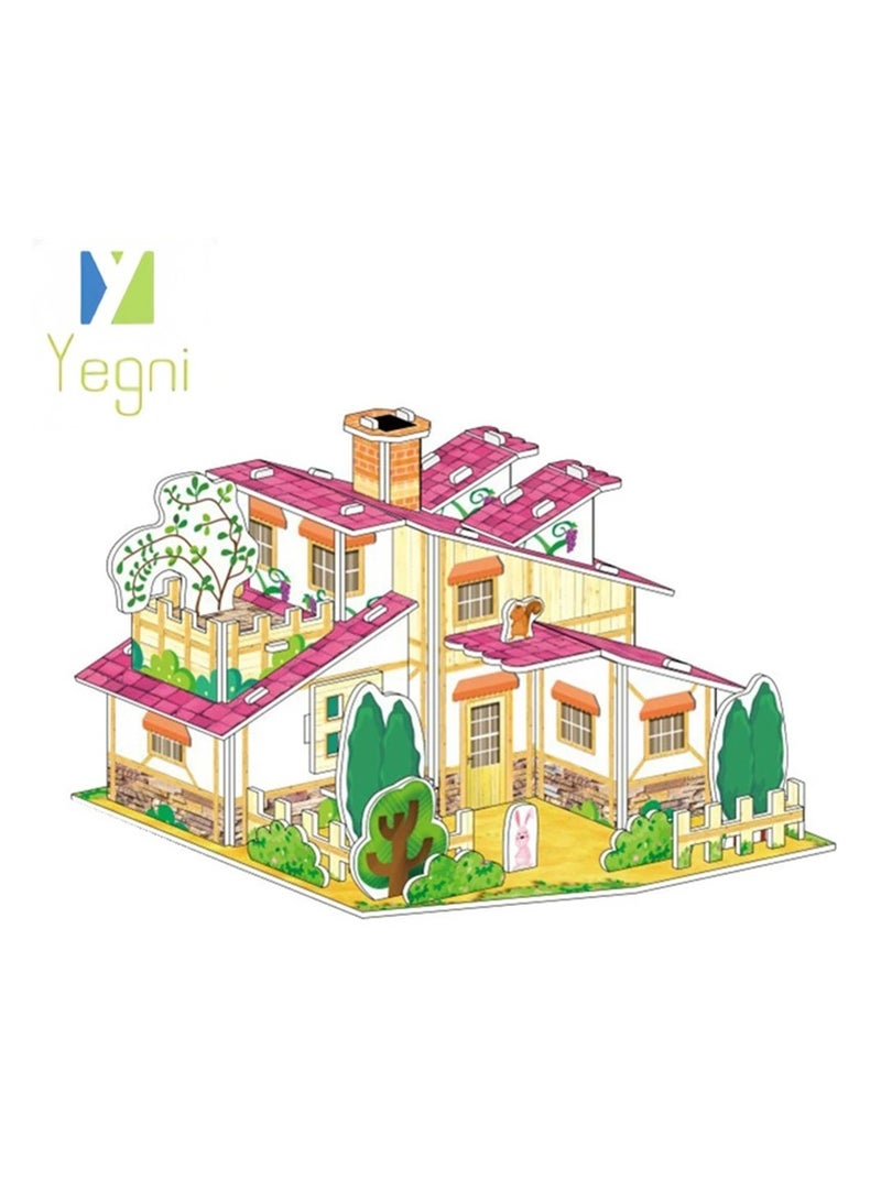 نعم سيدي. 4 قطع من ألعاب بناء منزل للأطفال من الوالدين والطفل، مصنوعة يدويًا، نموذج ورقي تعليمي ثلاثي الأبعاد، تجميع هدايا تفاعلية للوالدين والطفل - Image 3