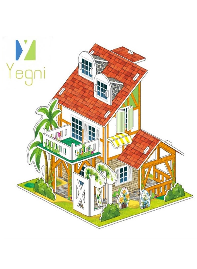 نعم سيدي. 4 قطع من ألعاب بناء منزل للأطفال من الوالدين والطفل، مصنوعة يدويًا، نموذج ورقي تعليمي ثلاثي الأبعاد، تجميع هدايا تفاعلية للوالدين والطفل - Image 5