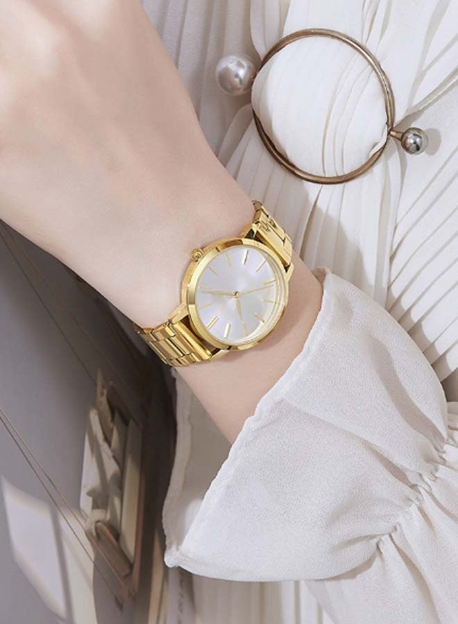 GWomen's Gold Alloy Analog Wrist Watch - 42mm Classic Design with Stainless Steel Back, Quartz Movement & Strap - Water Resistant, Elegant Timepiece for Casual & Formal Occasions - Image 3