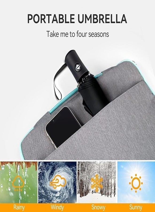 Meneflix Windproof Folding Umbrella with Automatic Open/Close - Elegant Wooden Handle, Travel Compact Size - Durable Rain & Sun Protection for Men, Women, & Professionals - Image 2