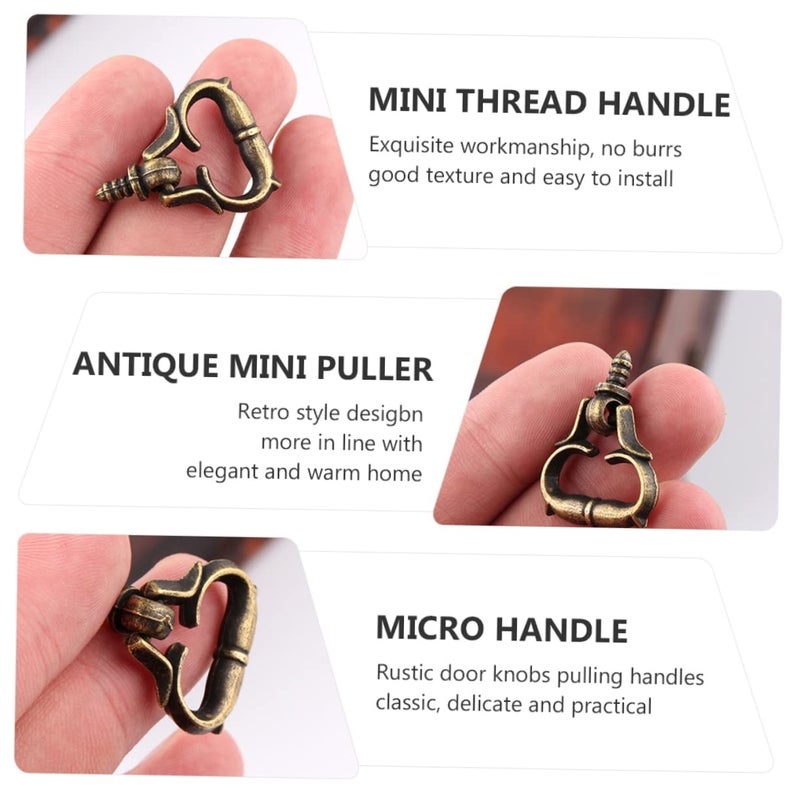 Antique Brass Mini Thread Pullers 10Pcs for Cabinets Dressers Furniture Vintage Style - Image 3