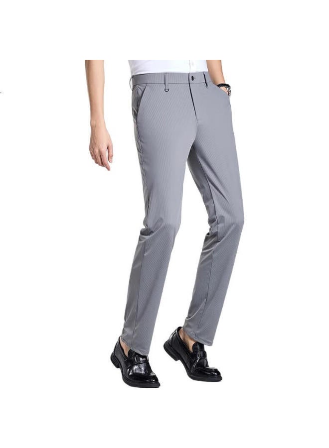 Firs Men'S Summer Ice Silk Thin Comfortable Casual Straight Business All-Match Trousers Grey 205 32 - Image 3