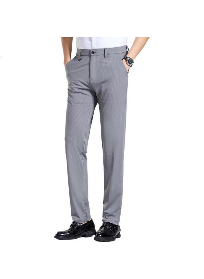 Firs Men'S Summer Ice Silk Thin Comfortable Casual Straight Business All-Match Trousers Grey 205 32 - Image 1