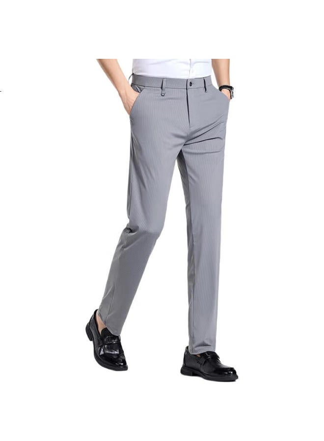 Firs Men'S Summer Ice Silk Thin Comfortable Casual Straight Business All-Match Trousers Grey 205 32 - Image 2