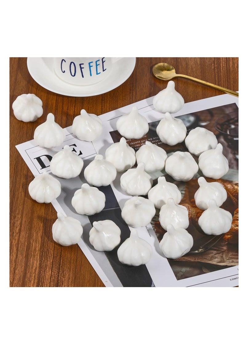 Generic 60Pcs Foam Fruit Artificial Garlic, Simulation Realistic Lifelike Models Artificial Vegetables for Party Autumn Supplies Farmhouse Restaurant Photography Props, Lightweight, Easy to Carry (White)  - Image 4