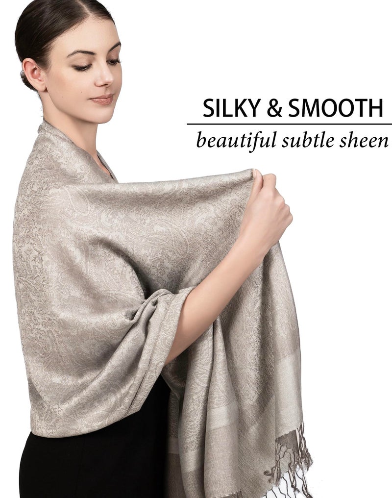 Achillea شال باهظ الثمن من جاكار بايزيلي ذو لونين عتيق (رمادي فضي) - Image 3