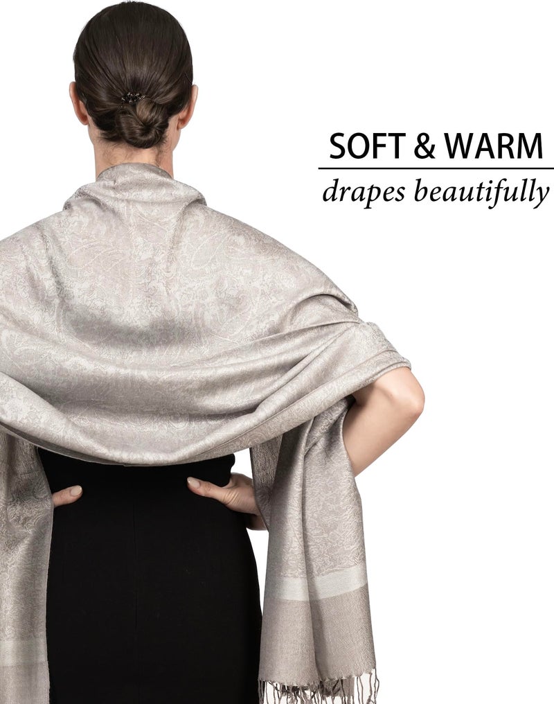 Achillea شال باهظ الثمن من جاكار بايزيلي ذو لونين عتيق (رمادي فضي) - Image 5