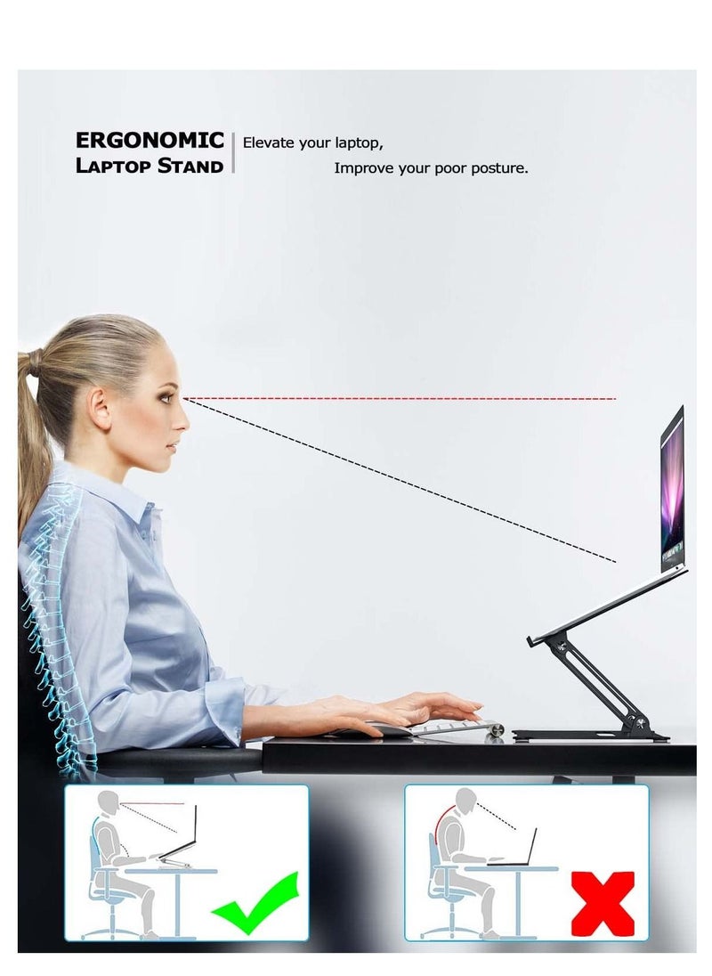 Arabest Laptop Riser Adjustable Laptop Stand Foldable Aluminum Portable Computer Stand Laptop Holder Compatible for MacBook,HP, Lenovo,Surface,Dell, ASUS, Laptops up to 17 Inch  - Image 3