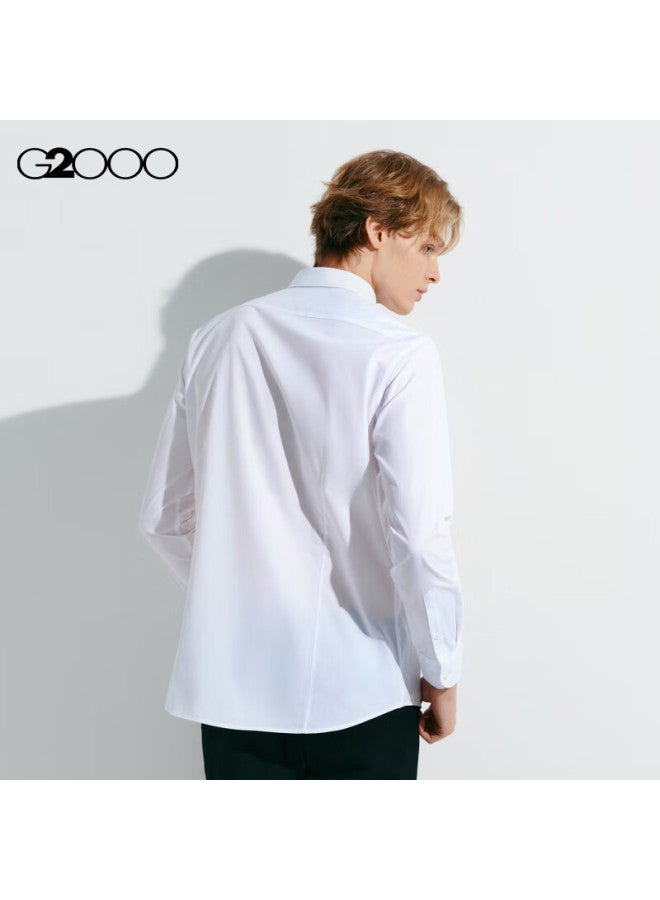 G2000 Non-Iron Wrinkle-Resistant Spring And Autumn Mall Same Style Cotton Blend Formal Long Sleeve Shirt White M/05 - Image 1