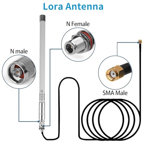 Meshnology Waterproof 915mhz Lora 5.8dbi Fiberglass Antenna with 20Ft Low Loss KMR195 Cable for Helium Hotspot RAK Nebra Bobcat 300 SenseCAP M1 Hotspot HNT Miner Heltec V3 Meshtastic Lora32 915MHz Lora Module - Image 2