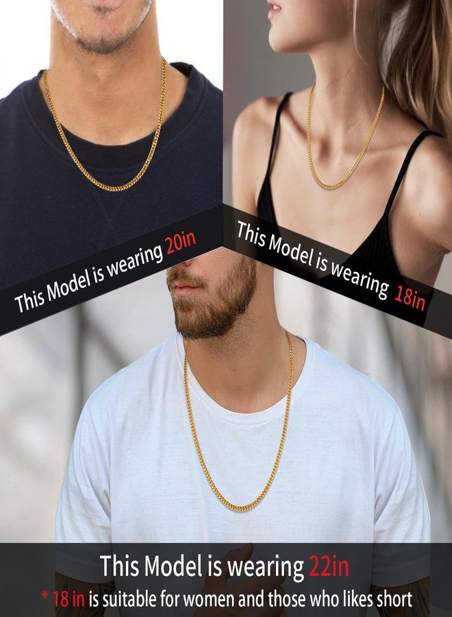 Jewlpire Gold Chain for Men, 4mm Mens Necklace Cuban Link Chain Necklace for Men, 18K Gold Plated Chain Necklace Sturdy & Durable Men's Necklaces 18 inch - Image 5