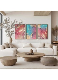 Home Gallery Set Of 3 Of Abstract Marble Texture Pattern Framed Wall Art  - Image 2