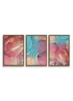 Home Gallery Set Of 3 Of Abstract Marble Texture Pattern Framed Wall Art  - Image 3