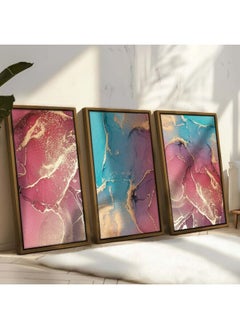 Home Gallery Set Of 3 Of Abstract Marble Texture Pattern Framed Wall Art  - Image 1