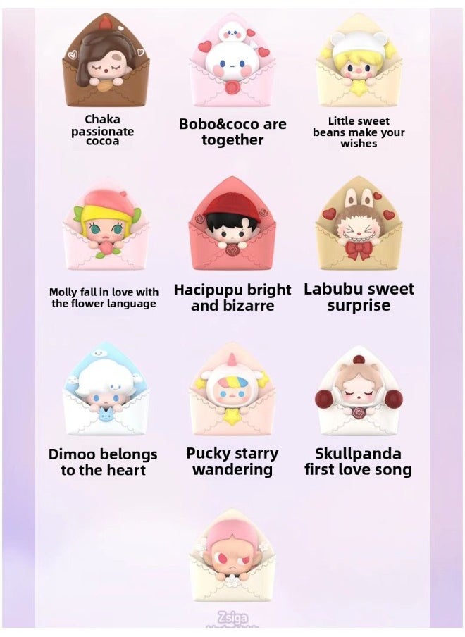 Bubble Mart POP BEAN Love Letter Valentine's Day Cute Series Doll Bubble Mart Cute Sitting Blind Box-Color:The Whole Set Of 10 [do Not Repeat]]  - Image 1