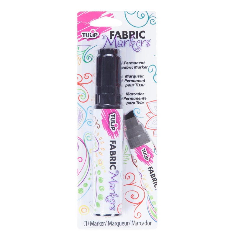 Tulip Permanent Nontoxic Fabric Marker - Black Jumbo Chisel Tip for Bold Lines, Minimal Bleed & Fast Drying - Premium Quality for Clothes, Shoes, Bags & Other Fabric Materials - Image 1