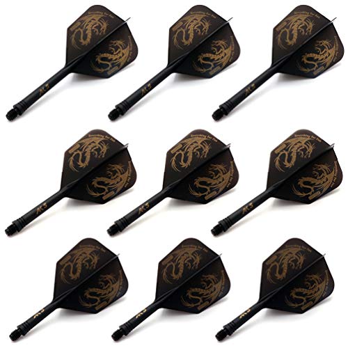 CUESOUL 9 Pieces Integrated Dart Shaft and Flights,Dart Shaft Length 21mm/28mm/33mm,Black Dragon Dart Flights - Image 1