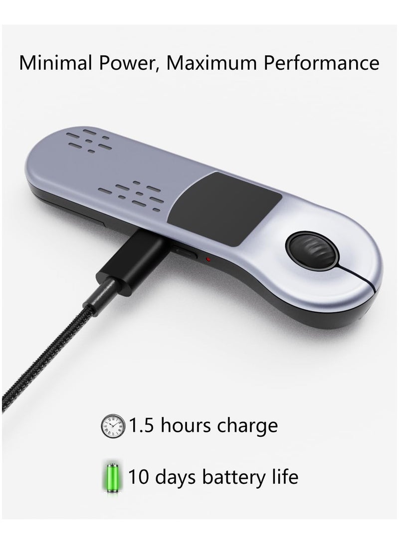 BlueFire Rechargeable Multi-Functional Air Mouse & Presentation Remote: Wireless Bluetooth 2.4G PowerPoint Clicker with Touchpad, Gesture & Voice Control for PC, Mac, iOS, Android, Smart TV, Tiktok, Kindle App (Silver) - Image 4