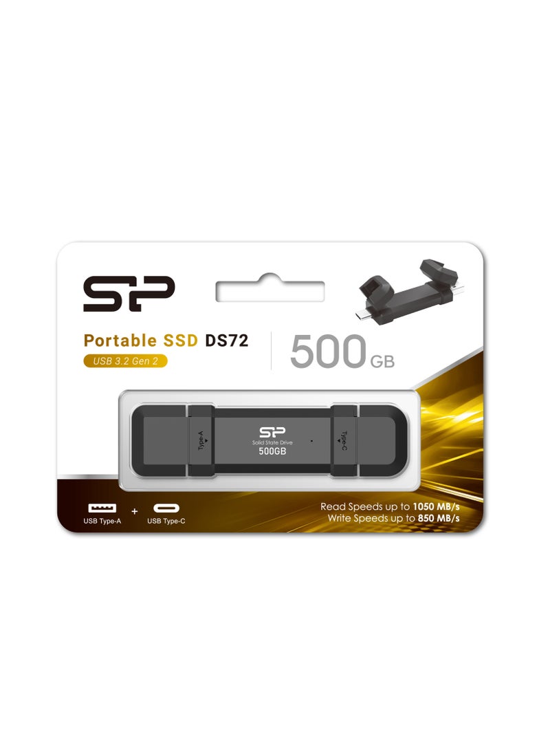 Silicon Power - Portable SSD DS72 Type-c and USB A 3.2 Gen 2 500GB - Image 1