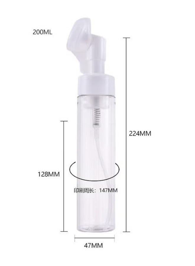 Generic 200ml Silicone Brush Foam Lotion Press Bottle, Cleansing Mousse Foaming Bottle Massage Brush - Effective Cleansing - Deep Purifying Facial Cleansing, Reusable (Transparent White)  - Image 2