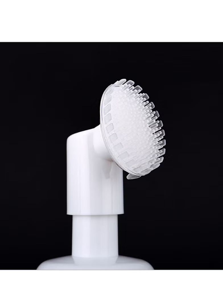 Generic 200ml Silicone Brush Foam Lotion Press Bottle, Cleansing Mousse Foaming Bottle Massage Brush - Effective Cleansing - Deep Purifying Facial Cleansing, Reusable (Transparent White)  - Image 3