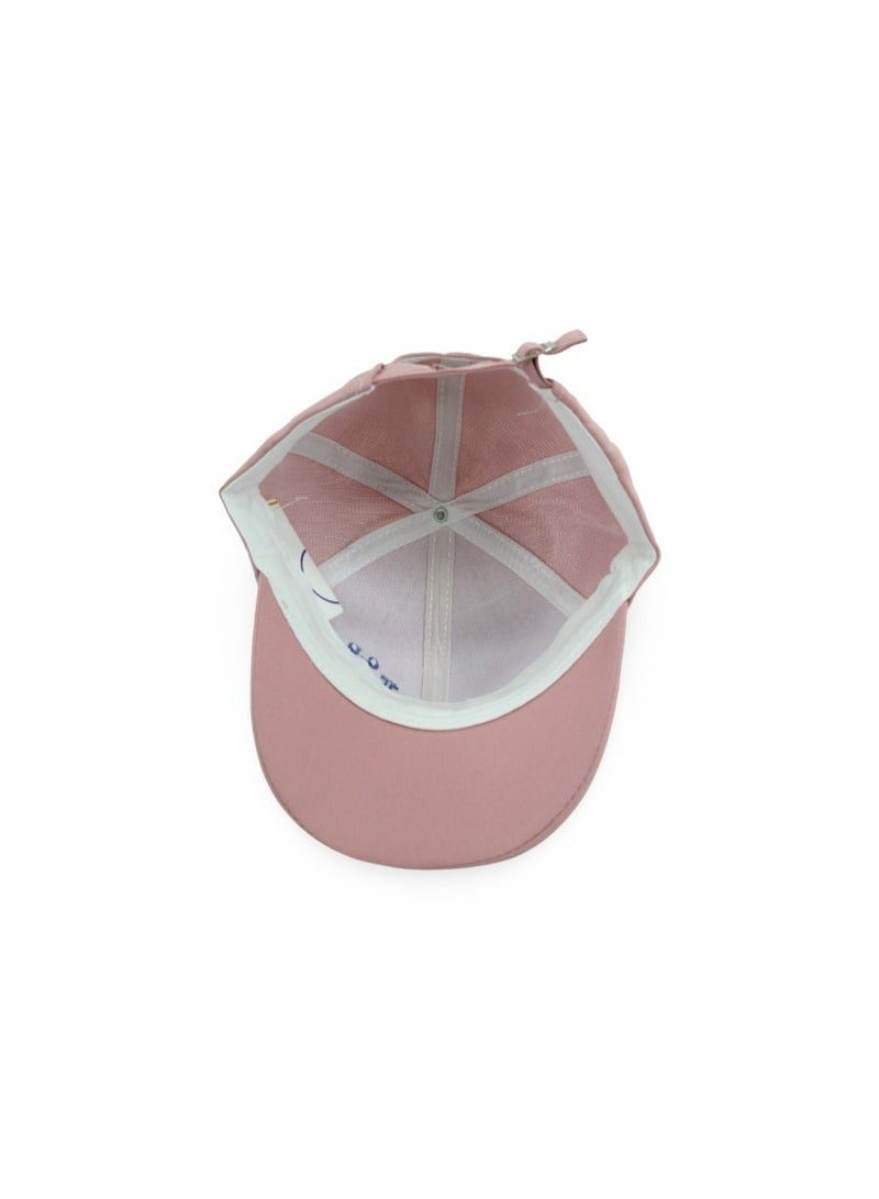 Fancy Girls Cotton Cap – Dusty Pink with Smile Embroidery - Image 3