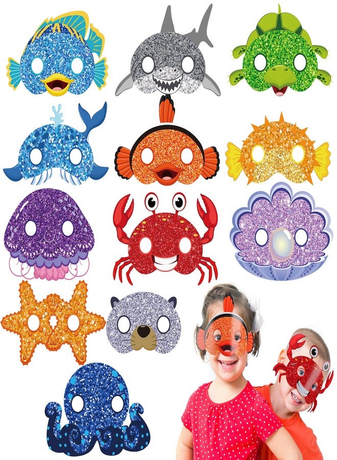 Minatee 24 Pieces Kids Masks Under the Sea Ocean Animal Birthday Funny Masks for Kids Party Supplies Under the Sea Ocean Animal Theme Baby Shower Birthday Gifts for Boys and Girls - Image 1