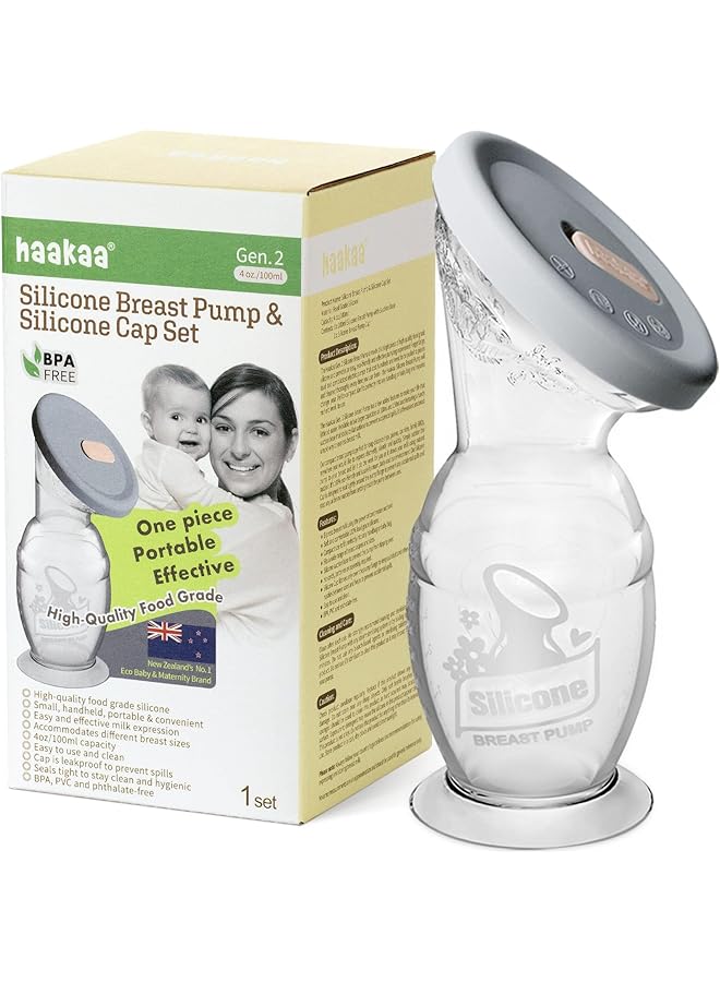 haakaa Manual Breast Pump With Base 4Oz 100Ml Plus Lid - Image 1