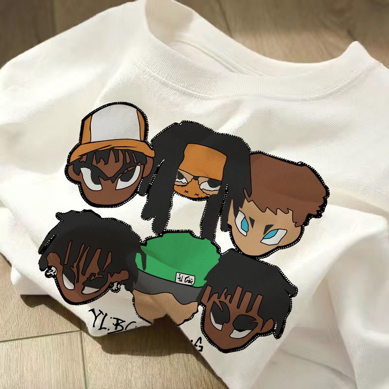 Hong Kong Style Ice Silk Short-Sleeved T-Shirt Unisex Cartoon Monster Printed Couples Summer Loose Top Half Sleeve - Image 3