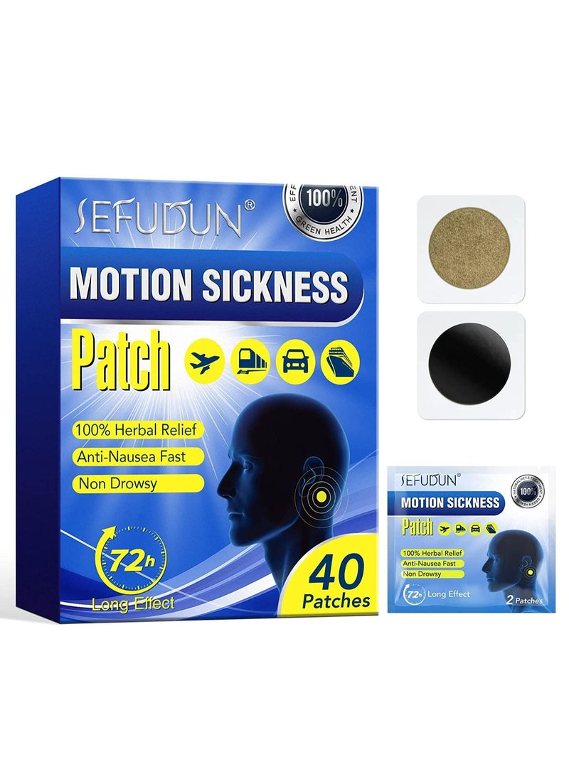 Sefudun - Motion Sickness Patches 40 Pieces For Travel Motion Sickness 100% Pure Natural Herb Treatment Easy to Carry For Car Sea Air Travel Fast Acting With No Side Effects No Chemicals Added (20 Pairs) - Image 1