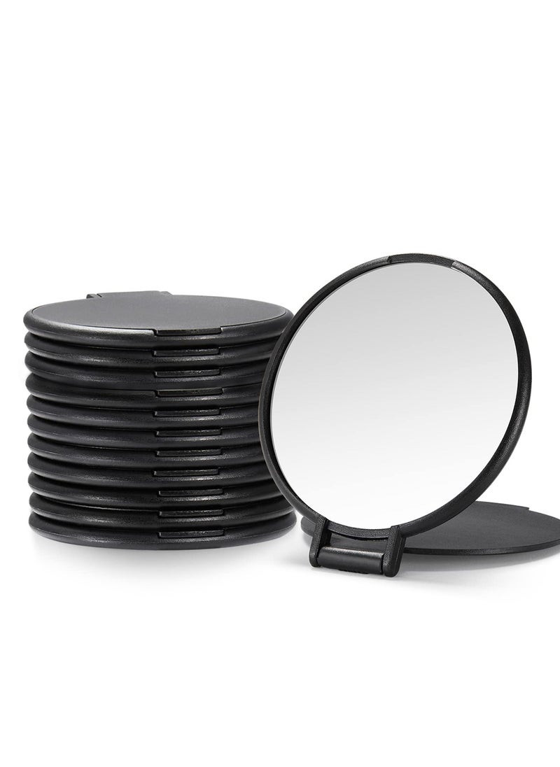 SYOSI Round Mirror Compact Mirror Mini Folding Mirror Portable Round Mirror Makeup Mirror for Women Girls Travel Daily Use (Black, 12 Pieces)  - Image 1