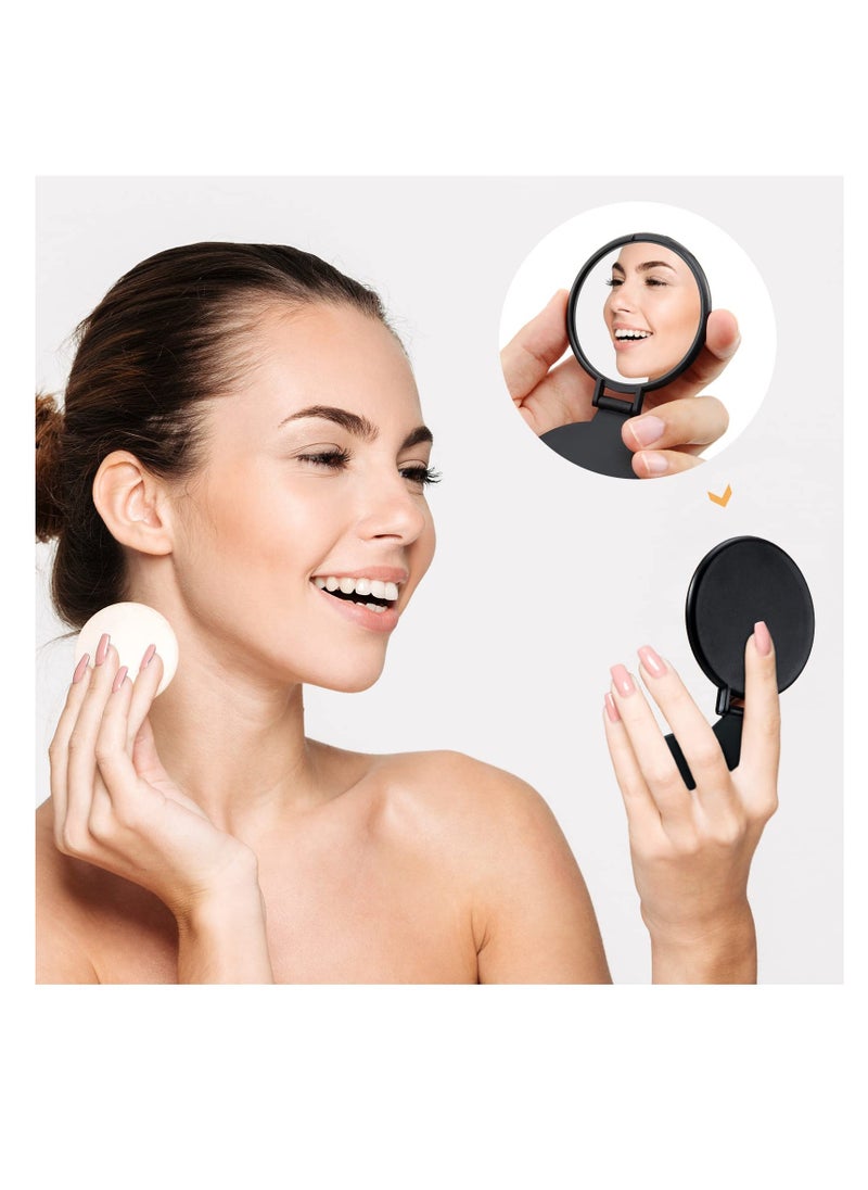 SYOSI Round Mirror Compact Mirror Mini Folding Mirror Portable Round Mirror Makeup Mirror for Women Girls Travel Daily Use (Black, 12 Pieces)  - Image 2