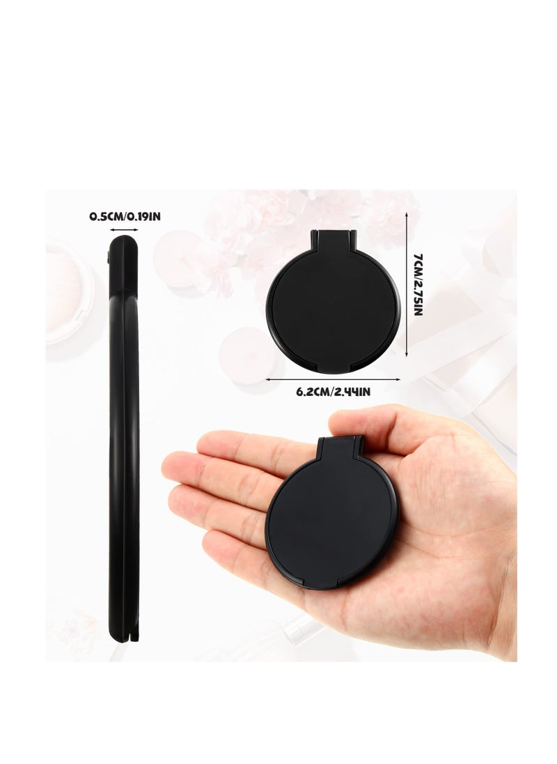 SYOSI Round Mirror Compact Mirror Mini Folding Mirror Portable Round Mirror Makeup Mirror for Women Girls Travel Daily Use (Black, 12 Pieces)  - Image 3