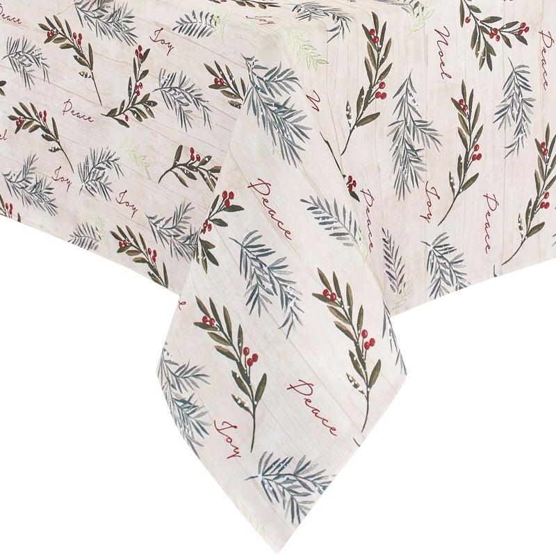 Elrene Home Fashions Holiday Tree Trimmings Wrinkle Resistant Fabric Tablecloth Christmas 60X120 Oblong