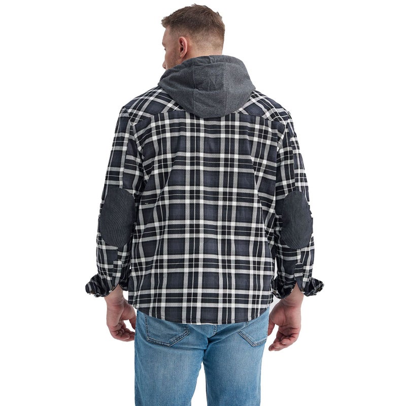 American Size Men'S Jacket Plaid Shirt Plus Velvet Large Size Winter Windproof Warm Hooded Cotton Jacket - Image 5