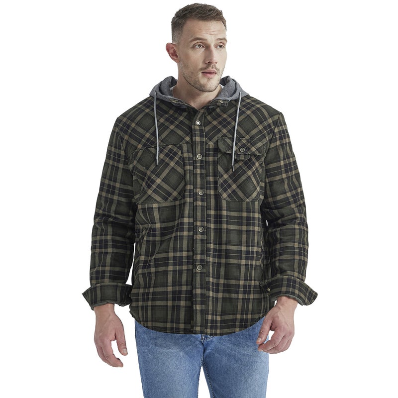 American Size Men'S Jacket Plaid Shirt Plus Velvet Large Size Winter Windproof Warm Hooded Cotton Jacket - Image 4