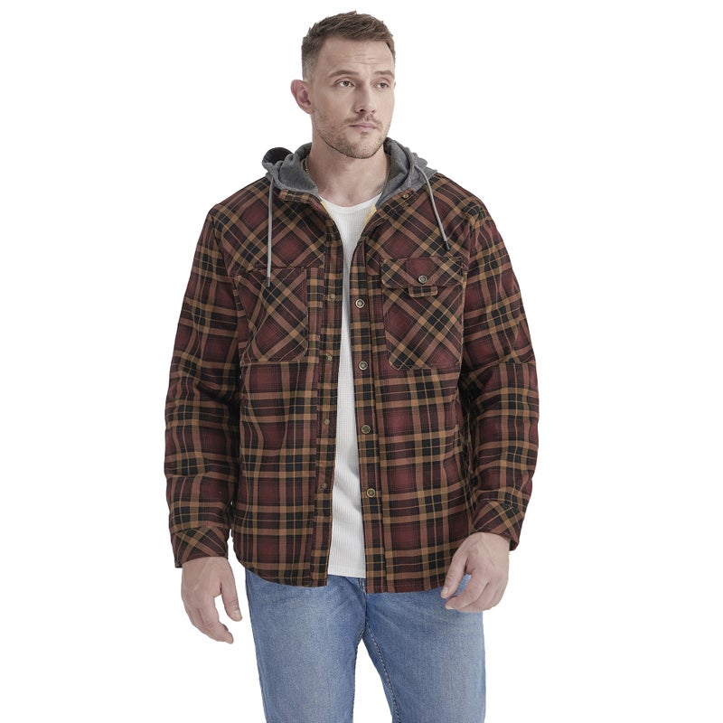 American Size Men'S Jacket Plaid Shirt Plus Velvet Large Size Winter Windproof Warm Hooded Cotton Jacket - Image 2