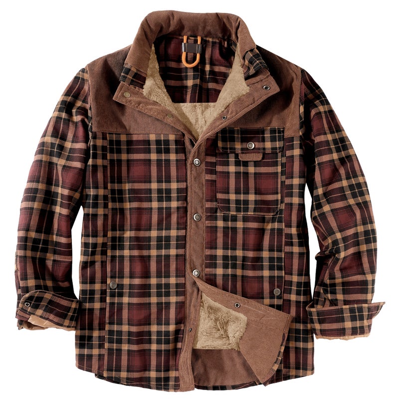 American Size Men'S Jacket Plaid Shirt Plus Velvet Large Size Winter Windproof Warm Hooded Cotton Jacket - Image 1